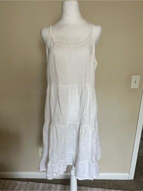 Valentina Naldi White 100% Linen Tiered Midi Dress